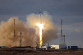 Tàu vũ trụ Soyuz của Nga được phóng từ sân bay vũ trụ Baikonur ở Kazakhstan ngày 23/3/2024. (Ảnh: AFP/TTXVN)