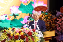 Chủ tịch Ủy ban Trung ương Mặt trận Tổ quốc Việt Nam Đỗ Văn Chiến phát biểu tại Đại hội. (Ảnh: Đinh Văn Nhiều/TTXVN)