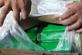 Hải quân Colombia trưng bày số cocaine thu giữ tại Turbo, khu vực Uraba, Colombia. (Nguồn: AFP/TTXVN) 