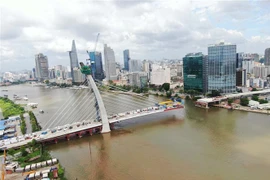 Dự án cầu Thủ Thiêm 2 nối liền quận 1 và thành phố Thủ Đức. (Ảnh: TTXVN phát) 