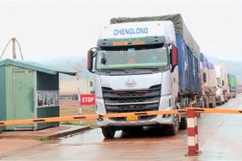 Hàng hóa thông quan tại cửa khẩu quốc tế Móng Cái. (Ảnh: Văn Đức/TTXVN) 