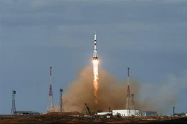 Tàu vũ trụ Soyuz MS-16, mang theo các nhà du hành vũ trụ của NASA Chris Cassidy và Anatoly Ivanishin cùng Ivan Vagner của Nga lên làm việc trên trạm vũ trụ quốc tế ISS, rời bệ phóng tại sân bay vũ trụ Baikonur thuộc Kazakhstan, ngày 9/4/2020. (Nguồn: AFP/