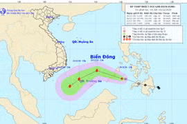 Vị trí và đường đi của áp thấp nhiệt đới. (Nguồn: nchmf.gov.vn) 