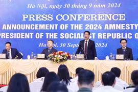 Ông Phạm Thanh Hà, Phó Chủ nhiệm Văn phòng Chủ tịch nước, điều hành cuộc họp báo. (Ảnh: Doãn Tấn/TTXVN)