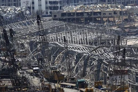 Cảnh đổ nát sau vụ nổ tại Beirut, Liban, ngày 14/8/2020. (Nguồn: THX/TTXVN) 