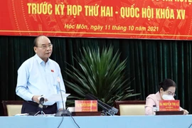 Chủ tịch nước Nguyễn Xuân Phúc phát biểu. (Ảnh: Thống Nhất/TTXVN) 