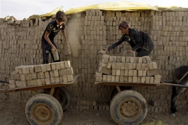 Trẻ em làm việc tại một lò gạch ở Najaf, Iraq. (Nguồn: AFP/TTXVN) 