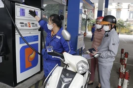 Mua bán xăng dầu tại một điểm kinh doanh xăng dầu của Petrolimex. (Ảnh: Trần Việt/TTXVN) 