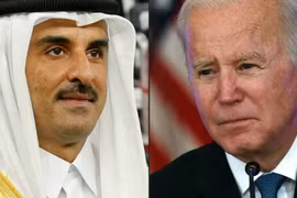 Tổng thống Mỹ Joe Biden (phải) và Quốc vương Qatar Sheikh Tamim bin Hamad al-Thani. (Nguồn: AFP) 