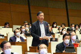 Bộ trưởng Bộ Công an Tô Lâm trả lời chất vấn. (Ảnh: Văn Điệp/TTXVN) 