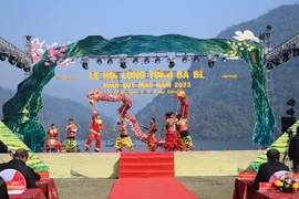 Các tiết mục ca nhạc đặc sắc được biểu diễn ở lễ hội. (Ảnh: Vũ Hoàng Giang/TTXVN)
