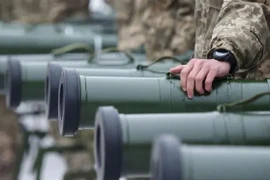 Quân nhân Ukraine tại lễ chuyển giao các thiết bị quân sự và vũ khí hạng nặng tại Kiev, ngày 15/11/2018. (Ảnh: Getty Images/TTXVN) 