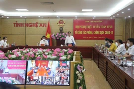 Toàn cảnh Hội nghị trực tuyến toàn tỉnh về công tác phòng, chống dịch COVID-19. (Ảnh: Bích Huệ/TTXVN) 