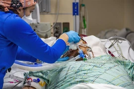 Điều trị cho bệnh nhân nhiễm COVID-19 tại bệnh viện ở Hartford, bang Connecticut, Mỹ. (Ảnh: AFP/TTXVN)