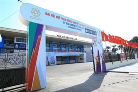 Nhà thi đấu Gia Lâm - địa điểm tổ chức thi đấu môn Vật tại SEA Games 31. (Ảnh: TTXVN) 