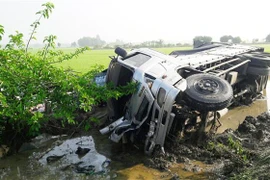 Hiện trường vụ tai nạn. (Ảnh: Tùng Lâm/TTXVN) 