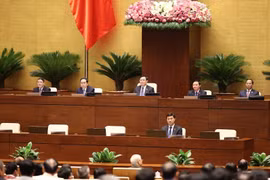 Chủ tịch Quốc hội Vương Đình Huệ và các Phó Chủ tịch điều hành phiên khai mạc. (Ảnh: Dương Giang/TTXVN) 
