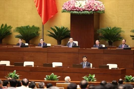 Chủ tịch Quốc hội Vương Đình Huệ và các Phó Chủ tịch điều hành phiên khai mạc. (Ảnh: Dương Giang/TTXVN) 