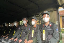 Cán bộ chiến sỹ Trung đoàn Cảnh sát cơ động Tây Nguyên. (Ảnh: TTXVN phát) 