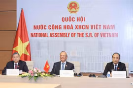 Phó Chủ tịch Quốc hội Uông Chu Lưu dự hội nghị trực tuyến. (Ảnh: Phương Hoa/TTXVN) 