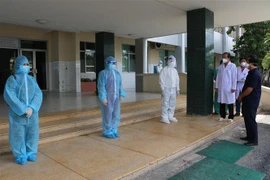 Các trường hợp mắc COVID-19 điều trị tại Bệnh viện đa khoa Sa Đéc được Sở Y tế Đồng Tháp công bố khỏi bệnh. (Ảnh: Chương Đài/TTXVN) 