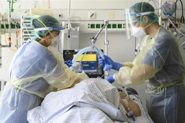 Nhân viên y tế điều trị cho bệnh nhân COVID-19. (Ảnh: AFP/ TTXVN) 