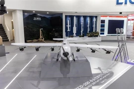 Gian hàng của tập đoàn LIG Nex1 trưng bày tại Triển lãm Hàng không Vũ trụ và Quốc phòng Seoul (ADEX) năm 2023 ở Seongnam, tỉnh Kyunggi, Hàn Quốc, ngày 17/10/2023. (Ảnh: YONHAP/TTXVN)