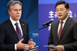 Ngoại trưởng Mỹ Antony Blinken (trái) và người đồng cấp Trung Quốc Tần Cương. (Nguồn: AFP)