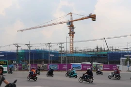 Công trình trung tâm thương mại hơn 1.000 tỷ đồng của Aeon tại thành phố Tân An, Long An dự kiến sẽ khánh thành vào năm 2025. (Ảnh: Minh Hưng/TTXVN)