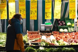 Khách hàng lựa chọn mua hàng hóa trong siêu thị ở Frankfurt, Đức ngày 19/1/2022. (Ảnh: THX/TTXVN) 