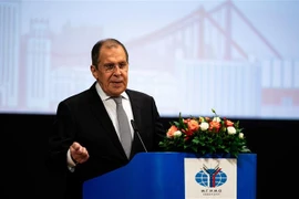 Ngoại trưởng Nga Sergei Lavrov trong bài phát biểu trước các sinh viên Học viện quốc gia về Quan hệ quốc tế Moskva (MGIMO) ở Moskva ngày 1/9/2020. (Nguồn: AFP/TTXVN) 
