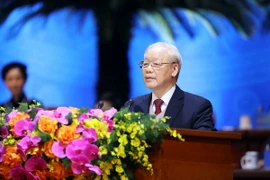 Tổng Bí thư Nguyễn Phú Trọng phát biểu chỉ đạo Đại hội XIII Công đoàn Việt Nam. (Ảnh: TTXVN)