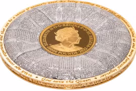 Đồng tiền vàng nạm hơn 6.400 viên kim cương tưởng nhớ cố Nữ hoàng Elizabeth II. (Nguồn: CNN)