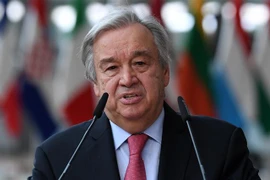 Tổng Thư ký Liên hợp quốc Antonio Guterres phát biểu tại Brussel, Bỉ. (Ảnh: AFP/TTXVN) 