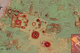 Một hình ảnh minh họa các chi tiết mới, được phát hiện bằng công nghệ laser LIDAR, của thành phố cổ đại của người Maya ở Calakmul, Mexico. (Ảnh: Reuters)