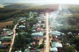 Làng Đăk Răng, xã Đăk Dục (Ngọc Hồi, Kon Tum) là ngôi làng ở vùng biên giới đầu tiên của huyện Ngọc Hồi được công nhận là Làng du lịch cộng đồng. (Ảnh: Khoa Chương/TTXVN)