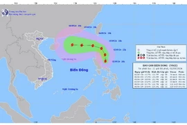 Vị trí và hướng đi của bão. (Nguồn: Trung tâm Dự báo Khí tượng Thủy văn Quốc gia)