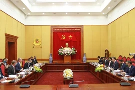 Bộ trưởng Bộ Công an Tô Lâm tiếp Bộ trưởng thứ nhất, Bộ trưởng Bộ Ngoại giao và Phát triển Liên hiệp Vương quốc Anh và Bắc Ireland Dominic Raab sang thăm chính thức Việt Nam. (Ảnh: TTXVN phát) 