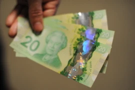 Đồng tiền mệnh giá 20 đôla Canada. (Ảnh: AFP/TTXVN)