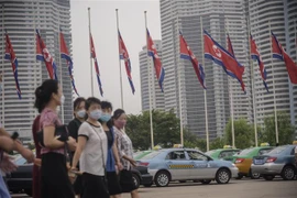 Trên một đường phố ở thủ đô Bình Nhưỡng, Triều Tiên. (Ảnh: AFP/TTXVN) 