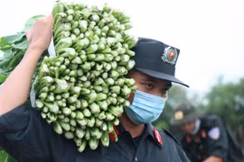 Người dân Đắk Lắk chi viện rau xanh cho vùng tâm dịch Thành phố Hồ Chí Minh. (Nguồn: TTXVN) 