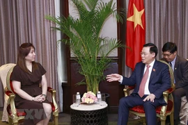 Chủ tịch Quốc hội Vương Đình Huệ tiếp Chủ tịch kiêm Giám đốc điều hành Tổng Công ty Thương mại Quốc tế Philippines Emmie Perez-Chiong. (Ảnh: Doãn Tấn/TTXVN) 