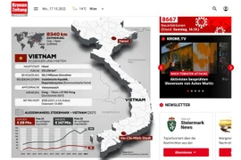 Báo Kronen Zeitung của Áo thông tin về kim ngạch xuất nhập khẩu giữa bang Steiermark của Áo và Việt Nam. (Ảnh: TTXVN phát) 