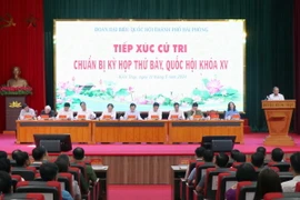 Hội nghị tiếp xúc cử tri huyện Kiến Thụy, chuẩn bị cho Kỳ họp thứ 7, Quốc hội khóa XV. (Ảnh: Hoàng Ngọc/TTXVN)