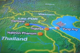Bản đồ tuyến đường sắt Lào-Việt Nam. (Ảnh: TTXVN phát) 