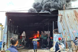 Hiện trường xảy ra vụ cháy. (Ảnh: Huyền Trang/TTXVN) 