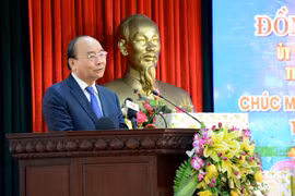 Thủ tướng Nguyễn Xuân Phúc phát biểu tại Bộ Chỉ huy Bộ đội Biên phòng thành phố Đà Nẵng. (Ảnh: Quốc Dũng/TTXVN)