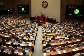 Toàn cảnh phiên họp Quốc hội Hàn Quốc ở Seoul ngày 3/12/2021. (Ảnh: Yonhap/TTXVN) 