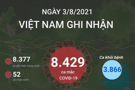 [Infographics] Việt Nam ghi nhận 8.429 ca mắc COVID-19 trong ngày 3/8