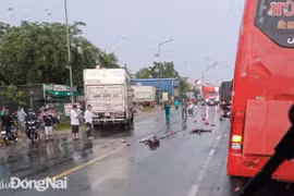 Hiện trường vụ tai nạn giao thông. (Nguồn: Báo Đồng Nai)
